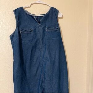 Sleeveless Denim Dress V-Neck Pockets SIZE XL